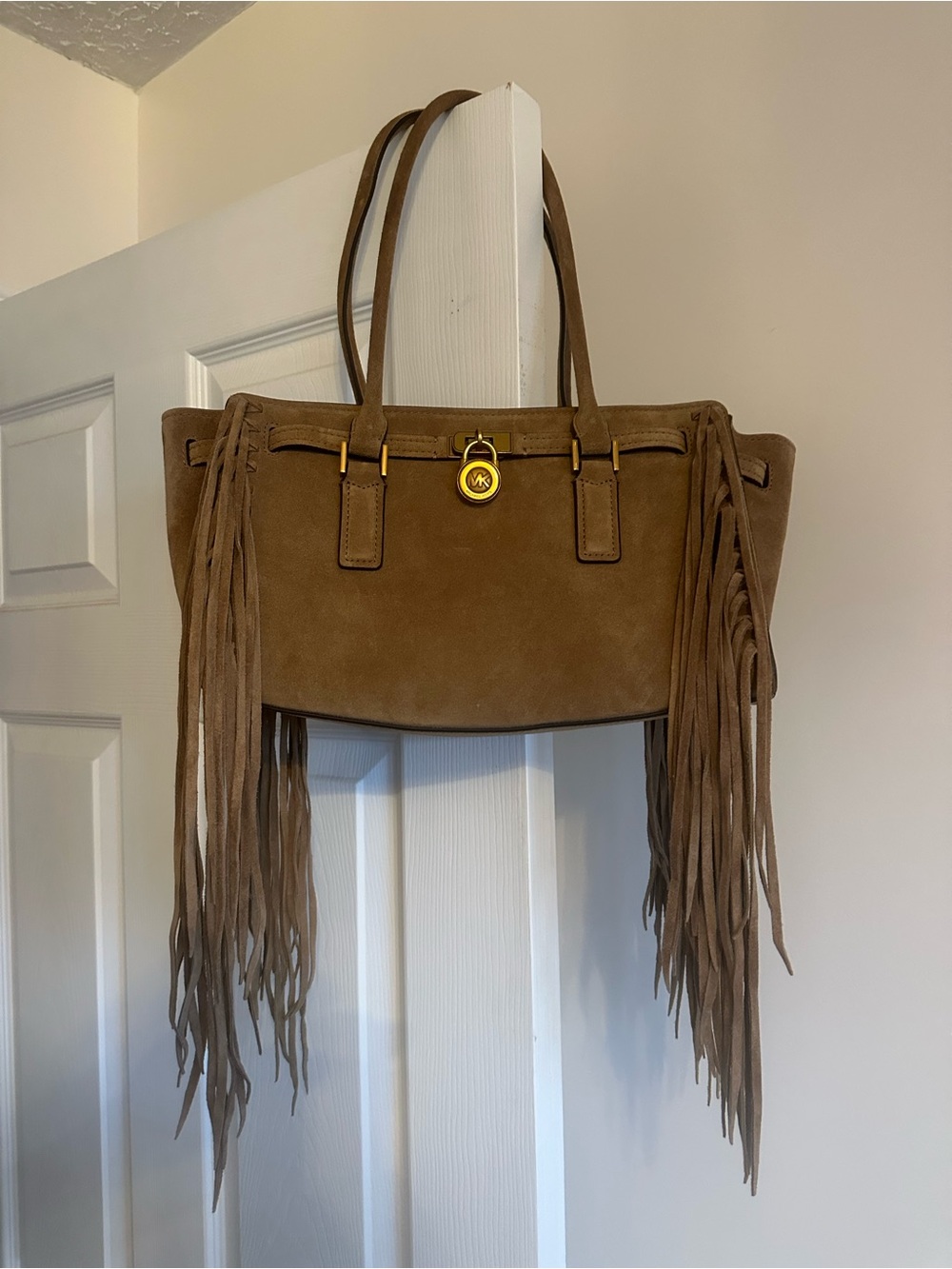 Michael Kors Small Fringed Suede Hamilton